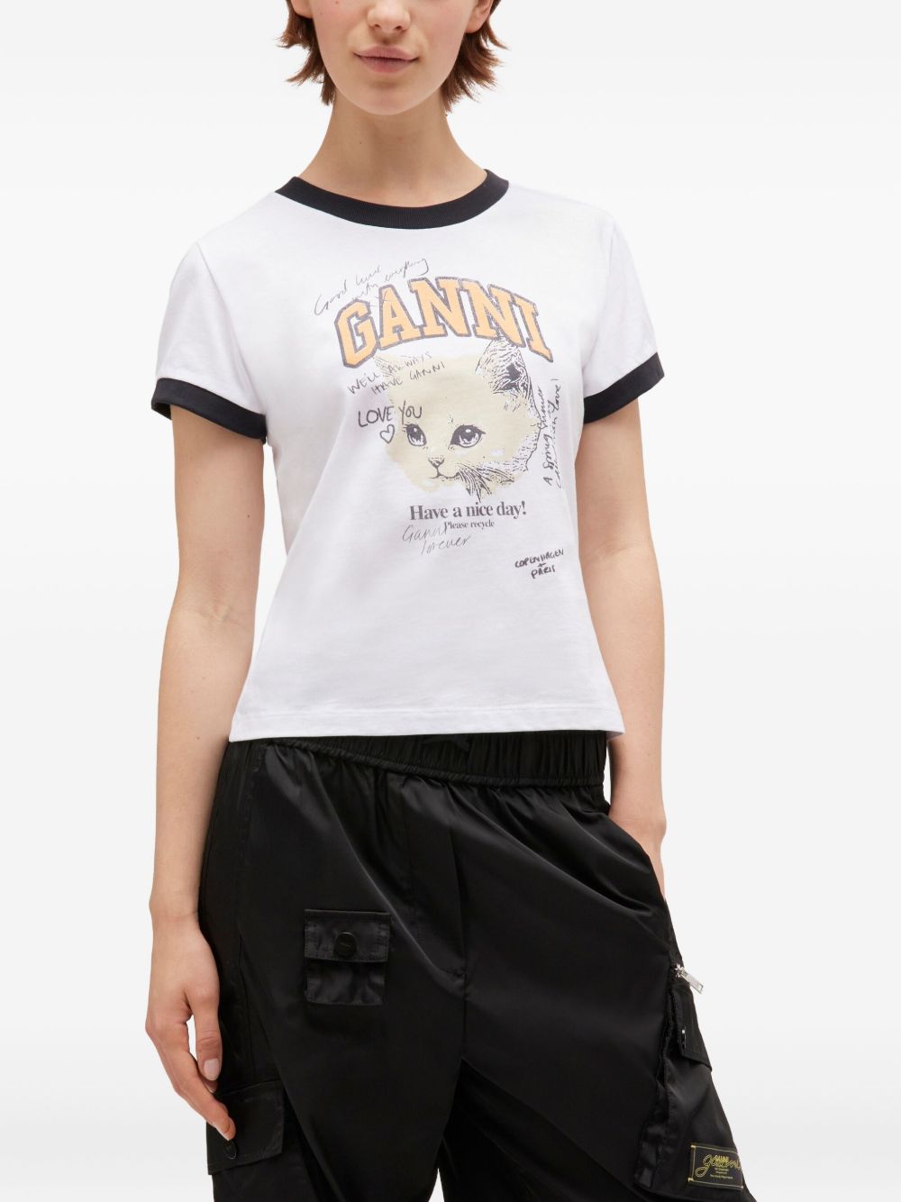 GANNI Kitty Organic Cotton T-Shirt