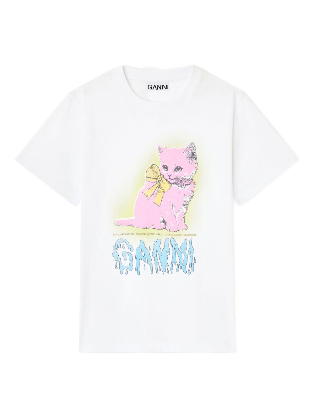 GANNI Neon Kitty Organic Cotton T-Shirt