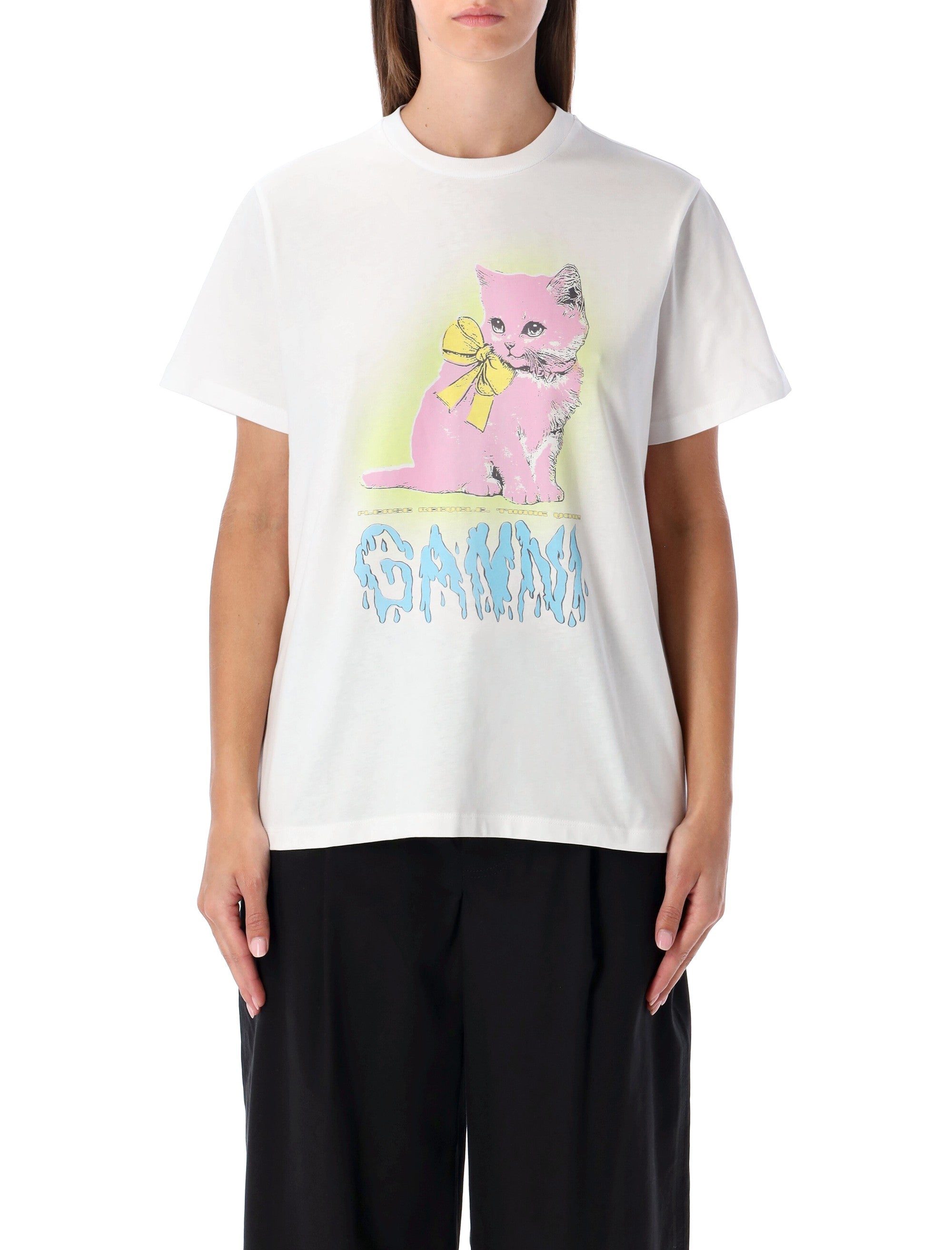 GANNI Kitty Cotton T-Shirt - Relaxed Fit
