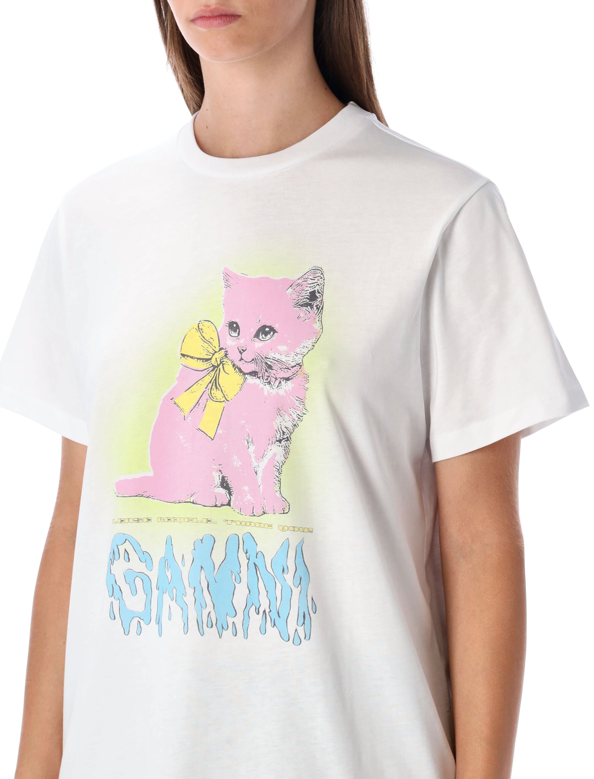 GANNI Kitty Cotton T-Shirt - Relaxed Fit