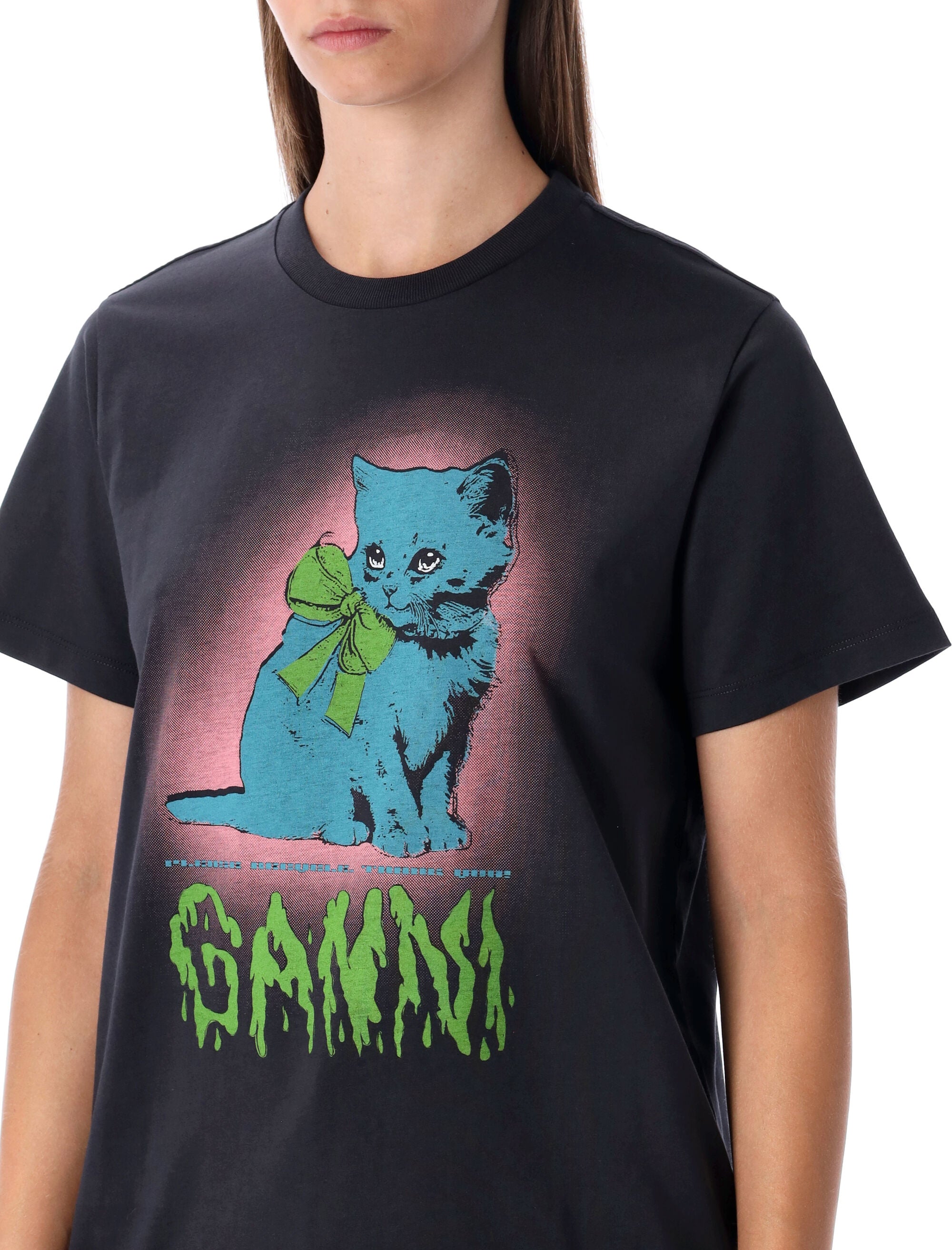 GANNI Kitty Graphic Cotton T-Shirt - Size S