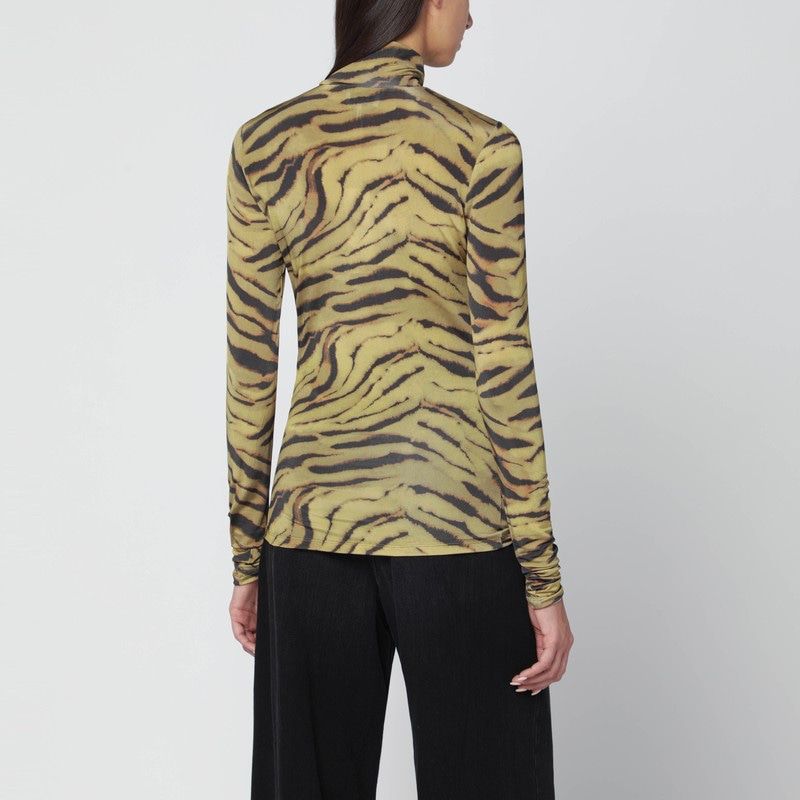 GANNI Zebra Print Turtleneck Top