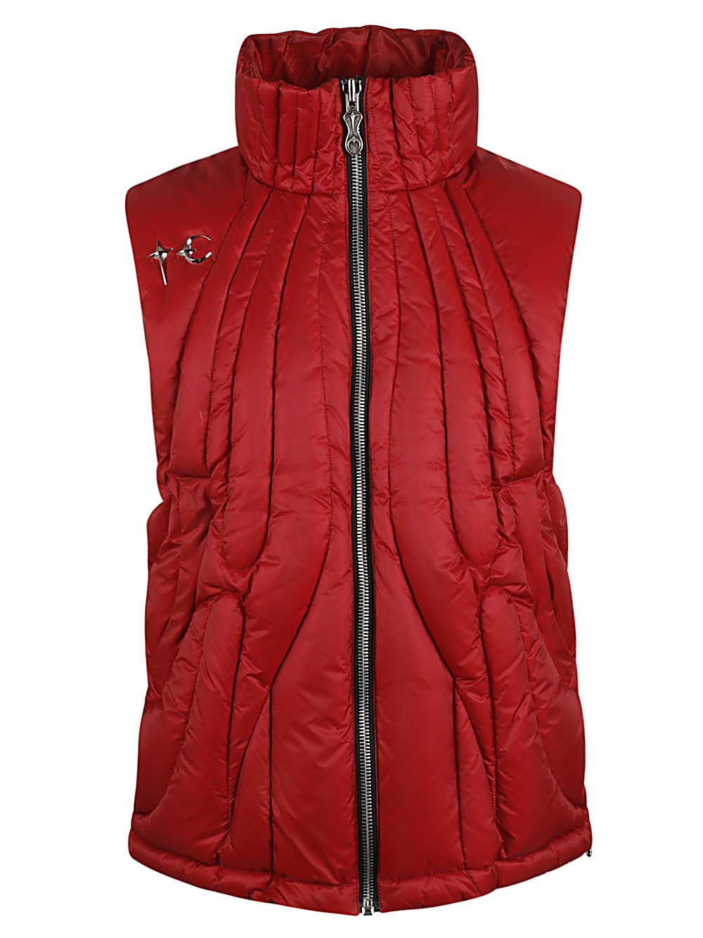 THUG CLUB Men's Down Vest with High Collar and Zip Pockets