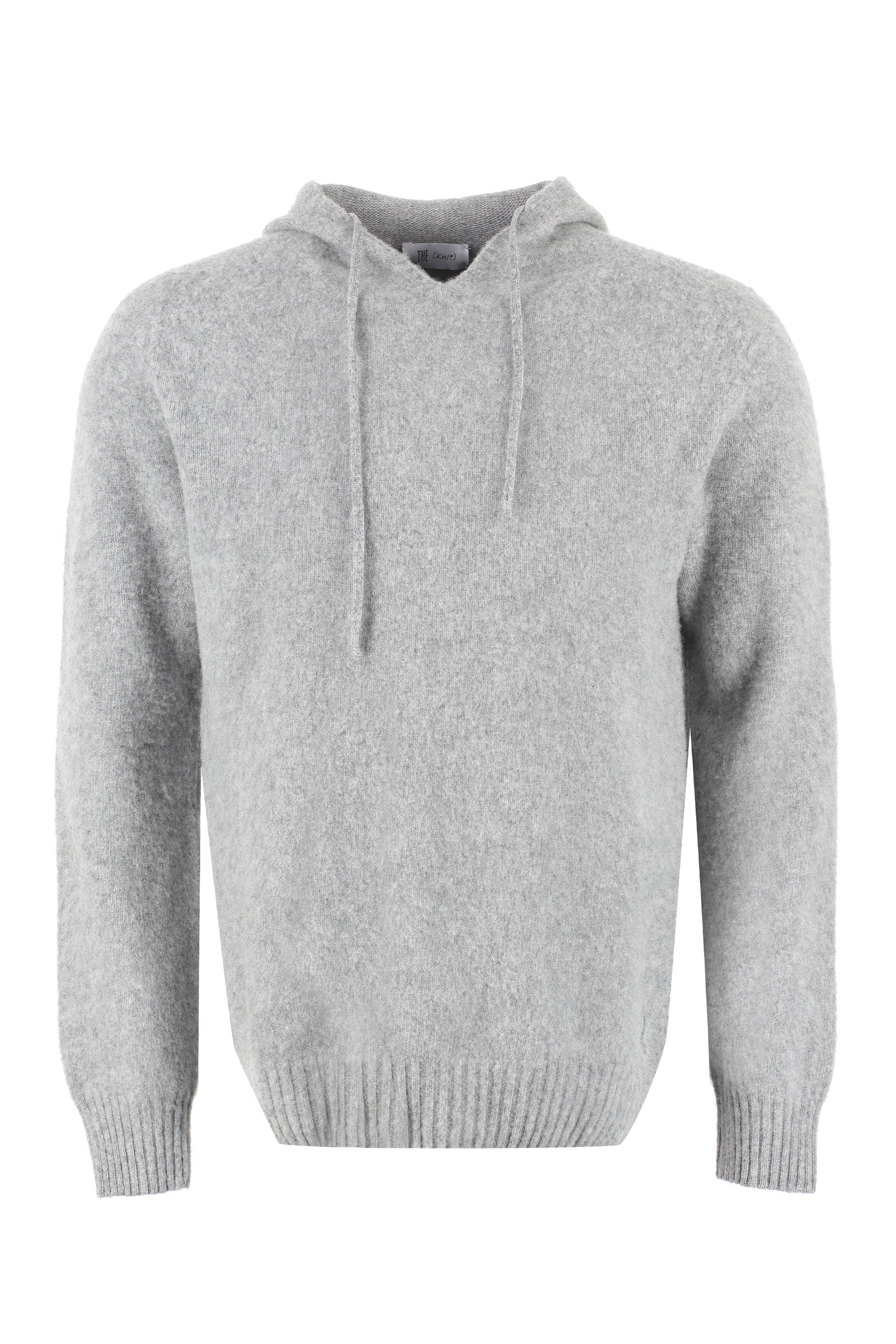 THE (ALPHABET) Knit Hoodie with Ribbed Edges for Men