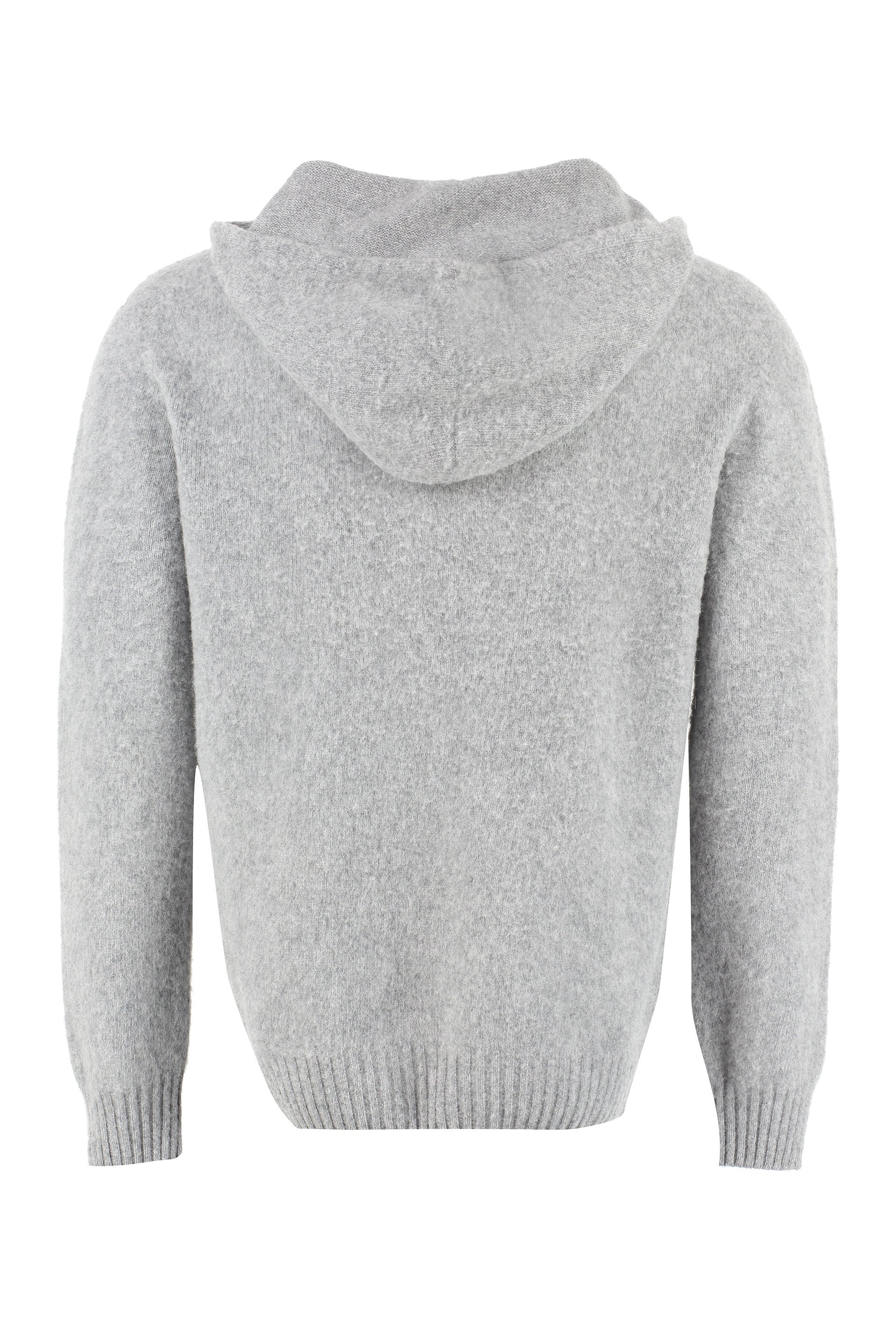 THE (ALPHABET) Knit Hoodie with Ribbed Edges for Men