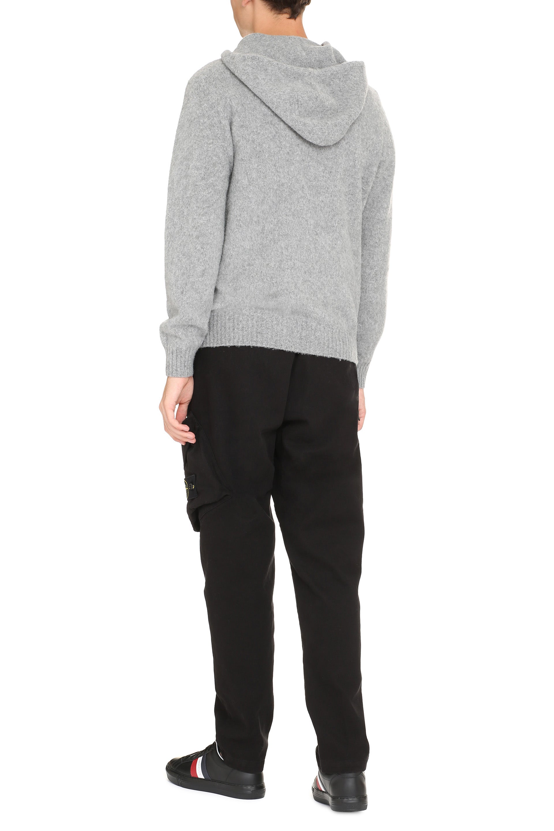 THE (ALPHABET) Knit Hoodie with Ribbed Edges for Men