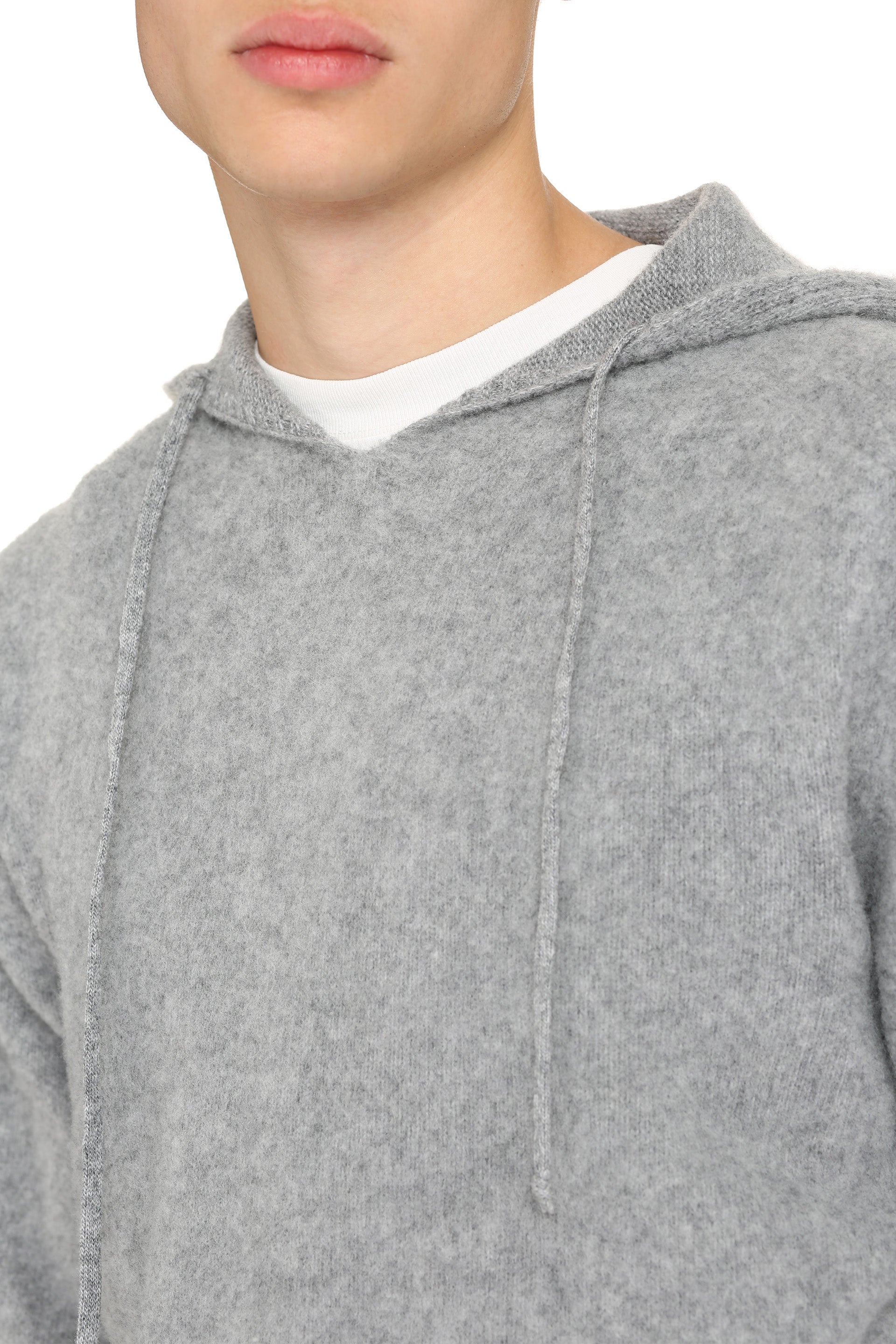 THE (ALPHABET) Knit Hoodie with Ribbed Edges for Men
