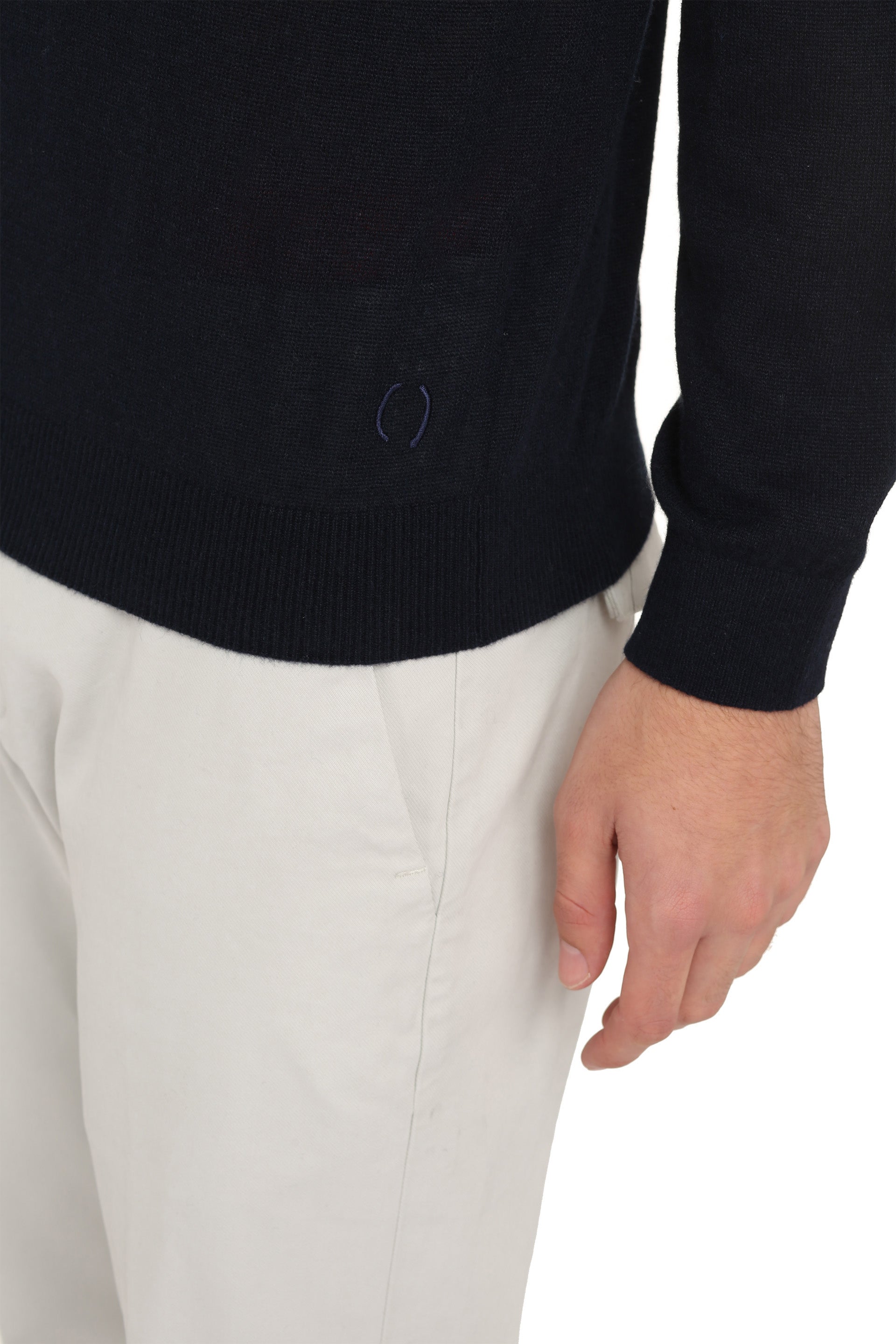 THE (ALPHABET) Cashmere Knit Sweater with Ribbed Edges