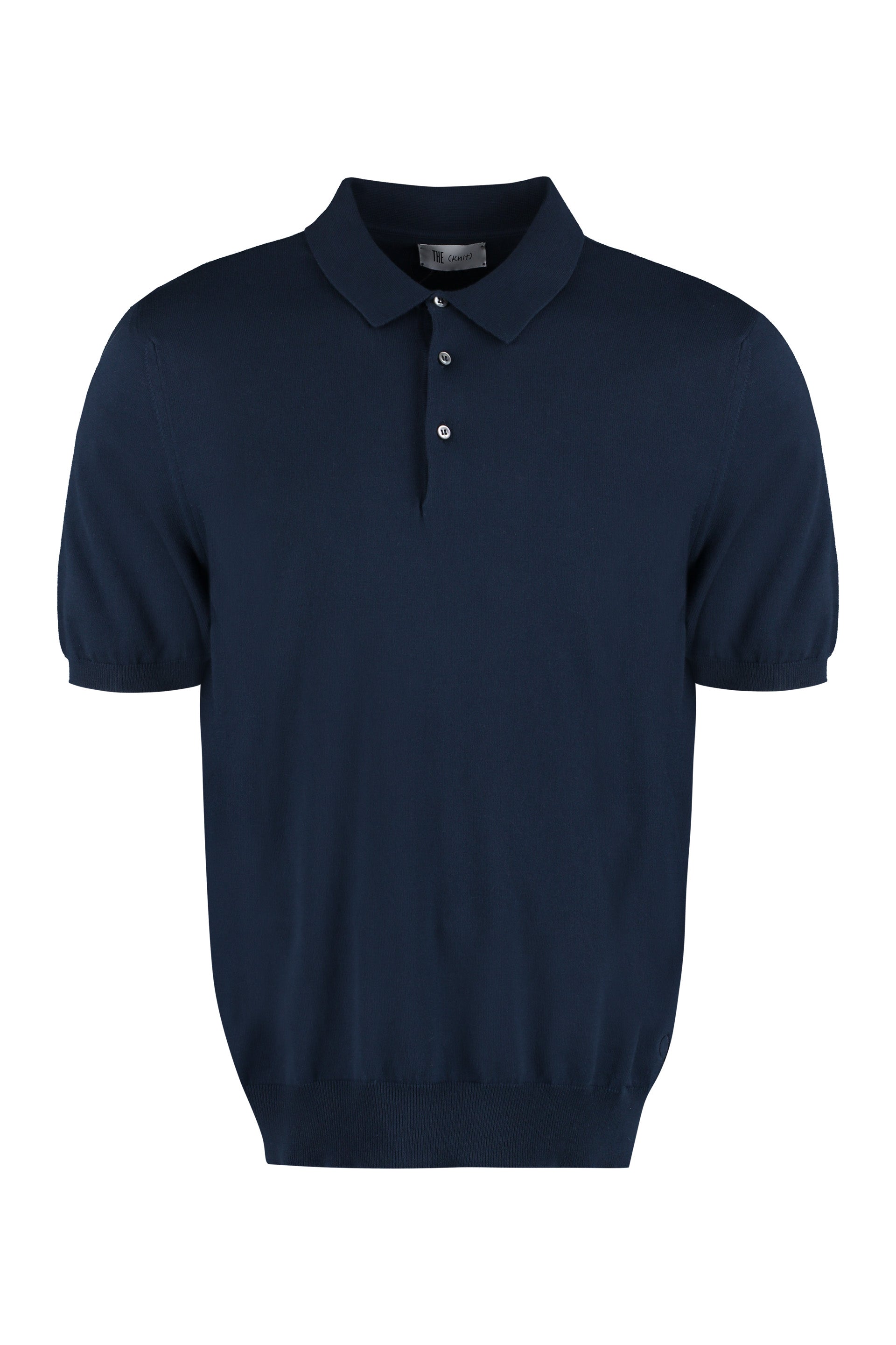THE (ALPHABET) Men's Cotton Knit Polo Shirt with Ribbed Edges
