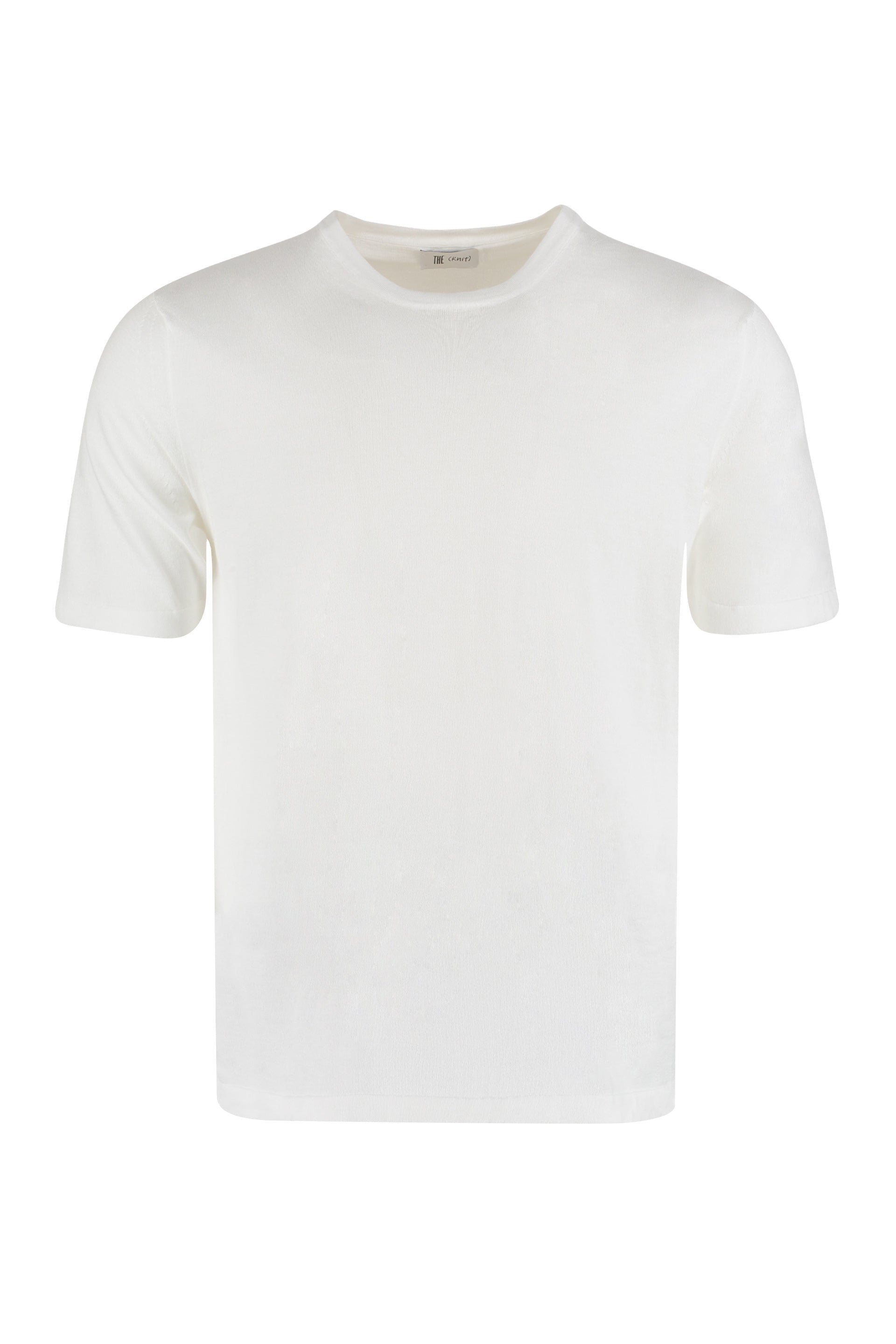 THE (ALPHABET) Modern Cotton Knit T-Shirt with Side Slits