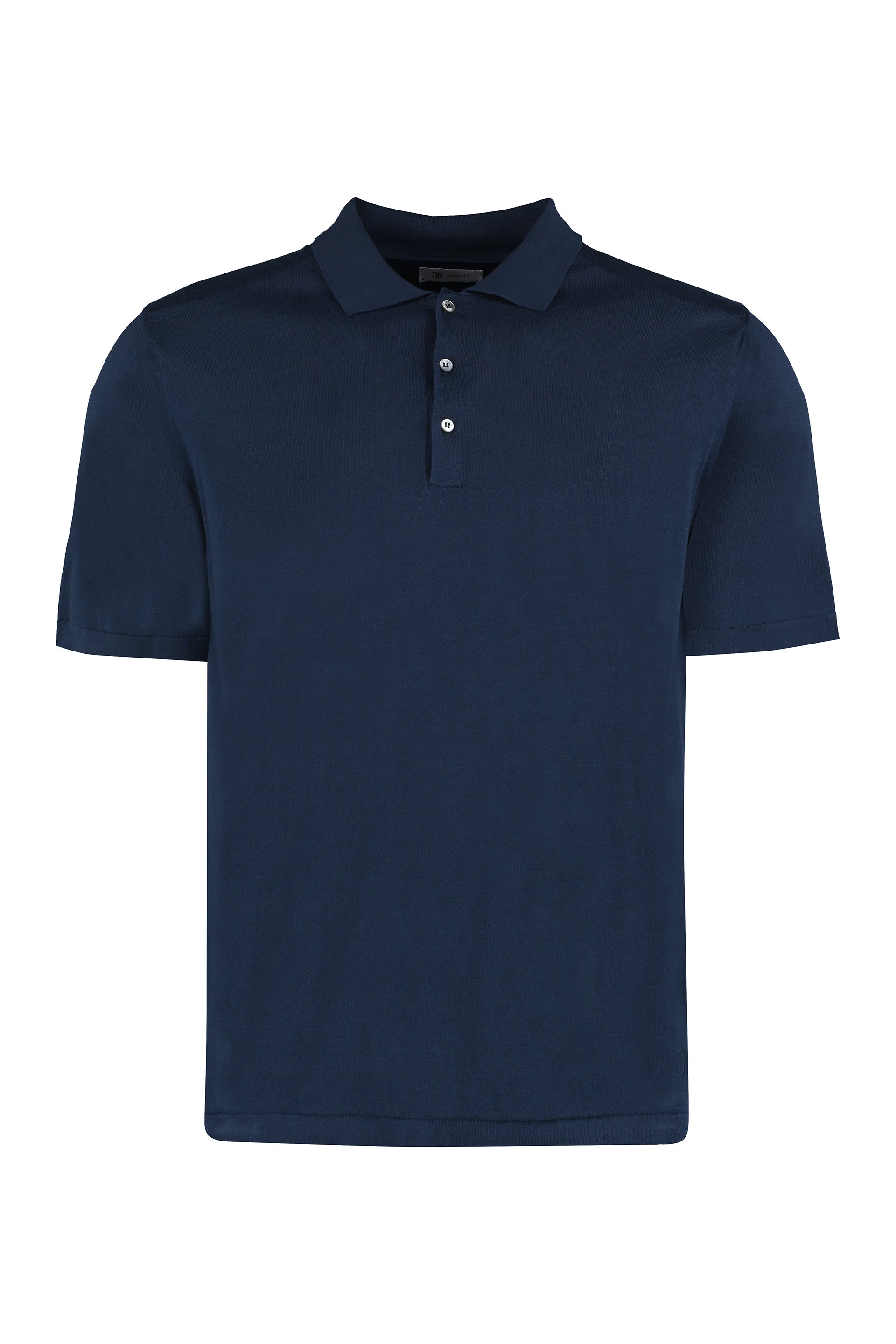 THE (ALPHABET) Classic Cotton Knit Polo Shirt with Side Slits