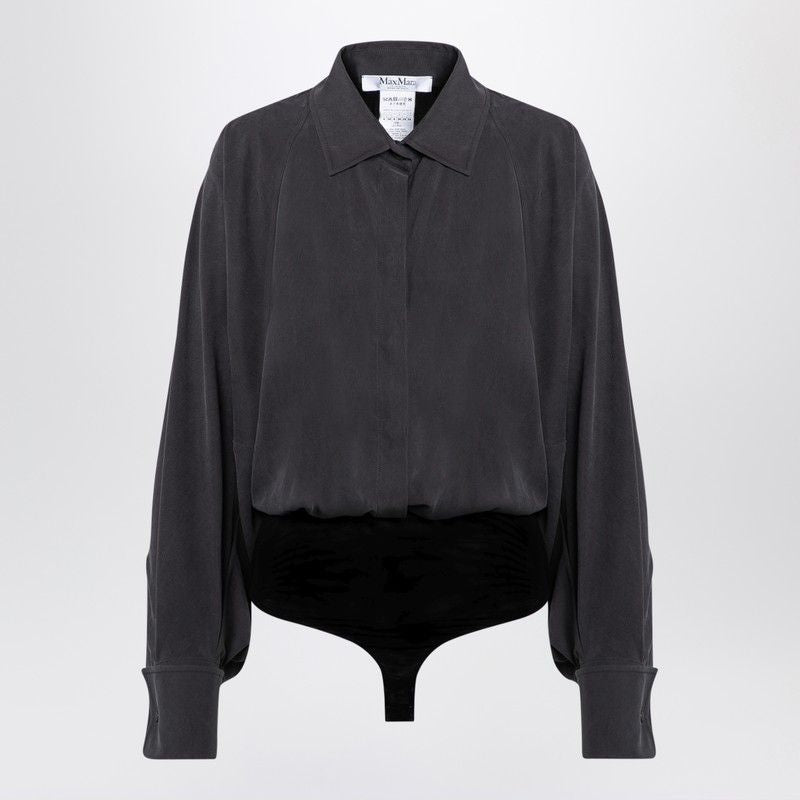 MAX MARA Oversized Silk Body Shirt with Epaulettes