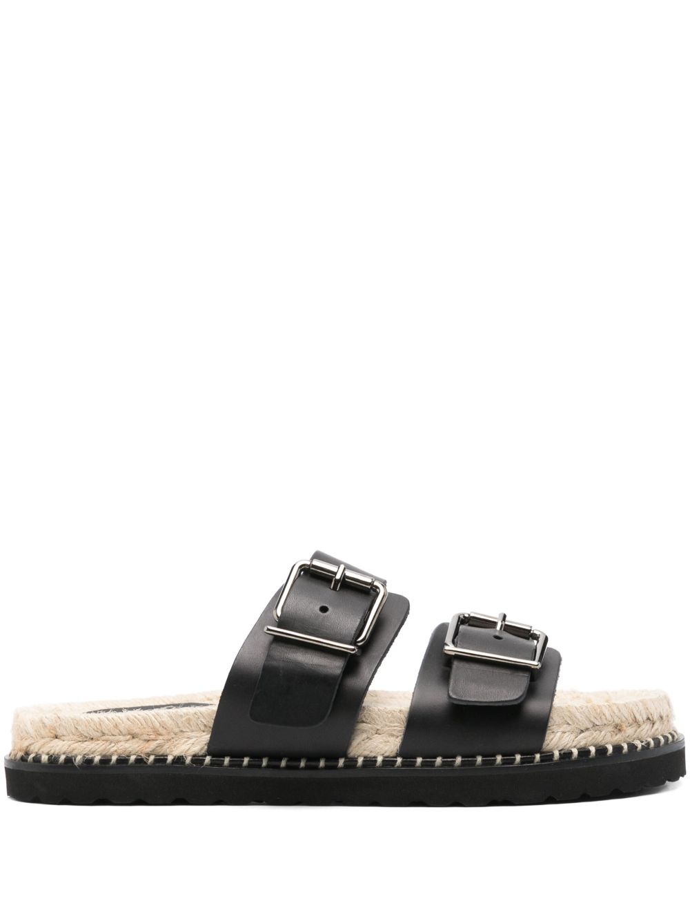 CASTAÑER Double Buckle Leather Flat Sandals