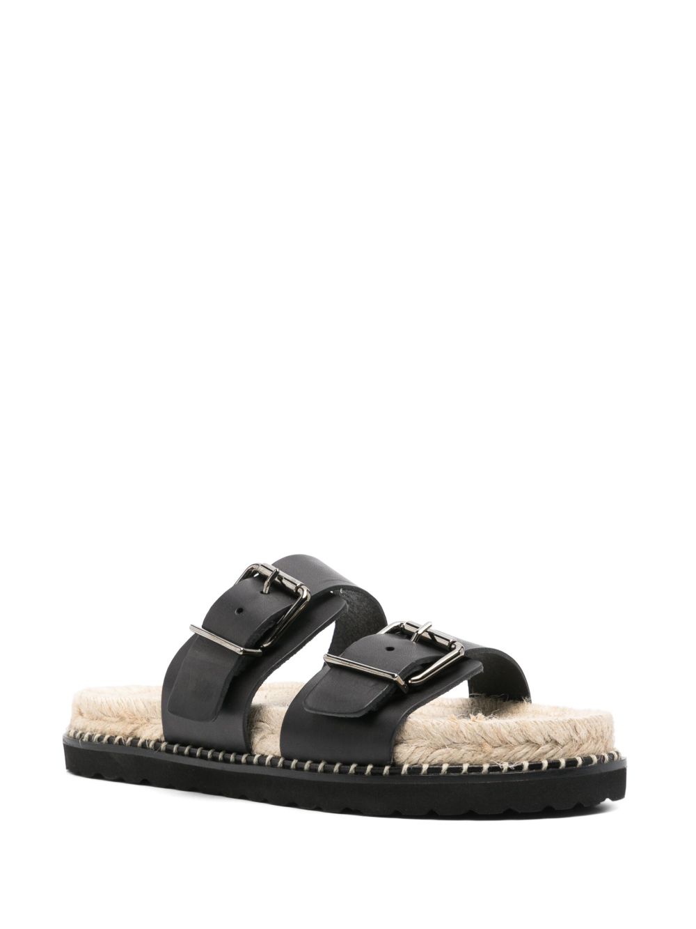 CASTAÑER Double Buckle Leather Flat Sandals