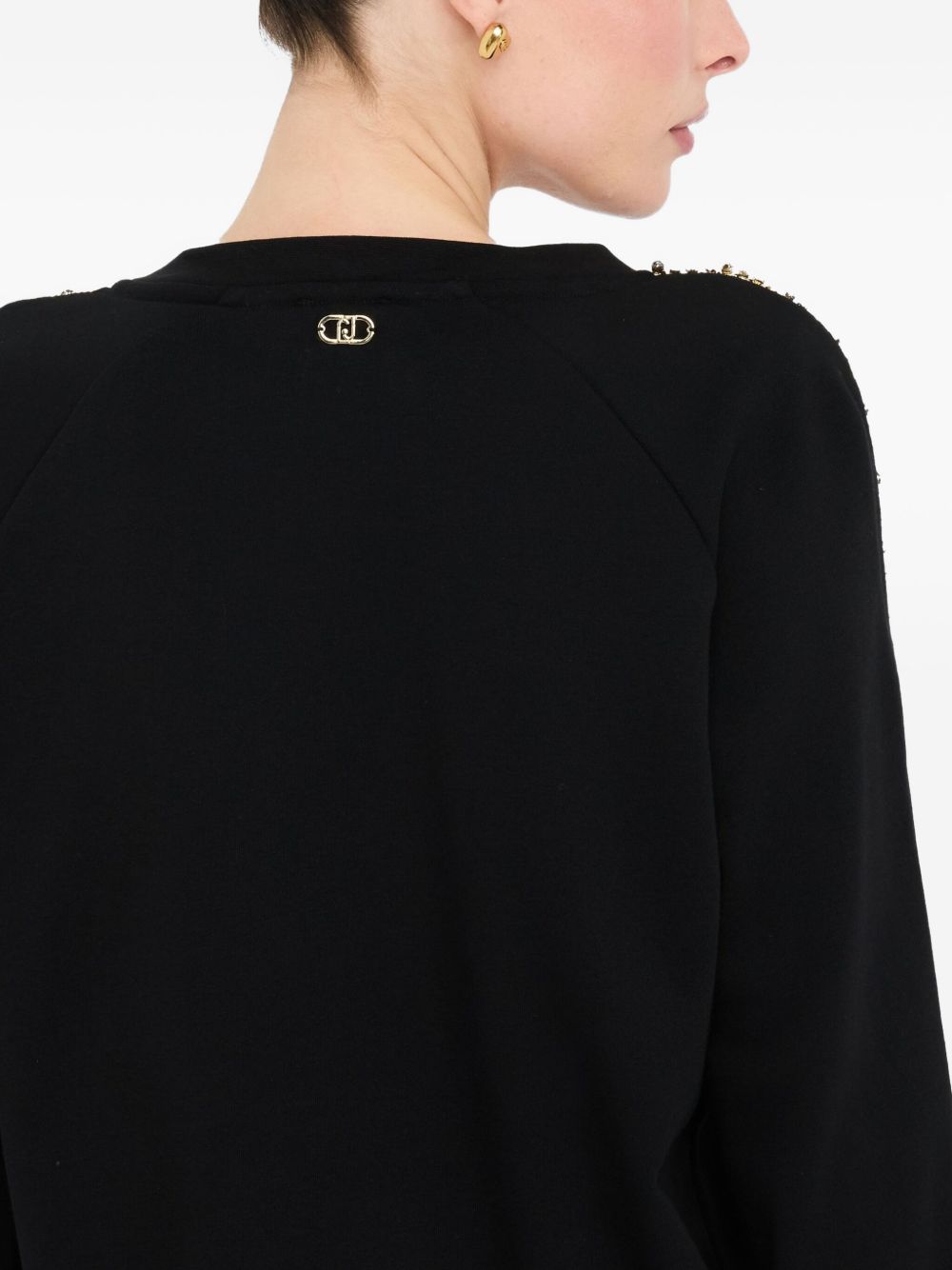 LIU JO Rhinestone Embellished Crewneck Sweater