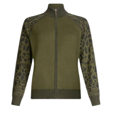 LIU JO Leopard Print Sleeves Zip Jacket