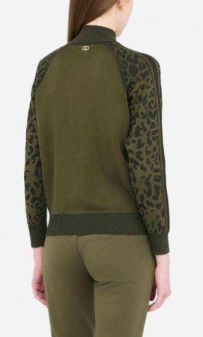 LIU JO Leopard Print Sleeves Zip Jacket