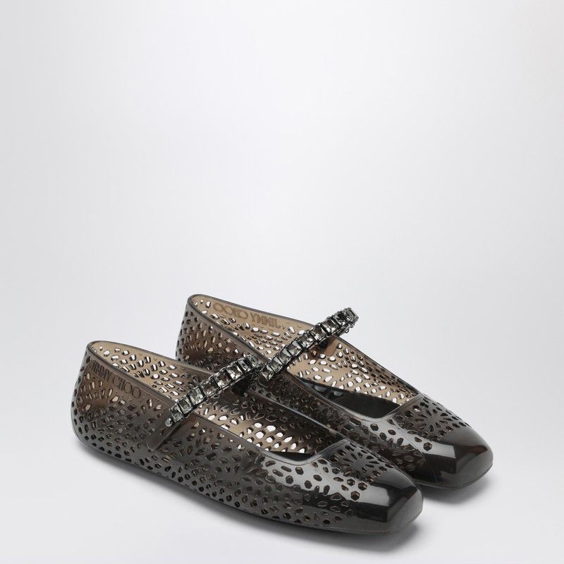 JIMMY CHOO The Jelly Transparent Ballet Flats with Crystals