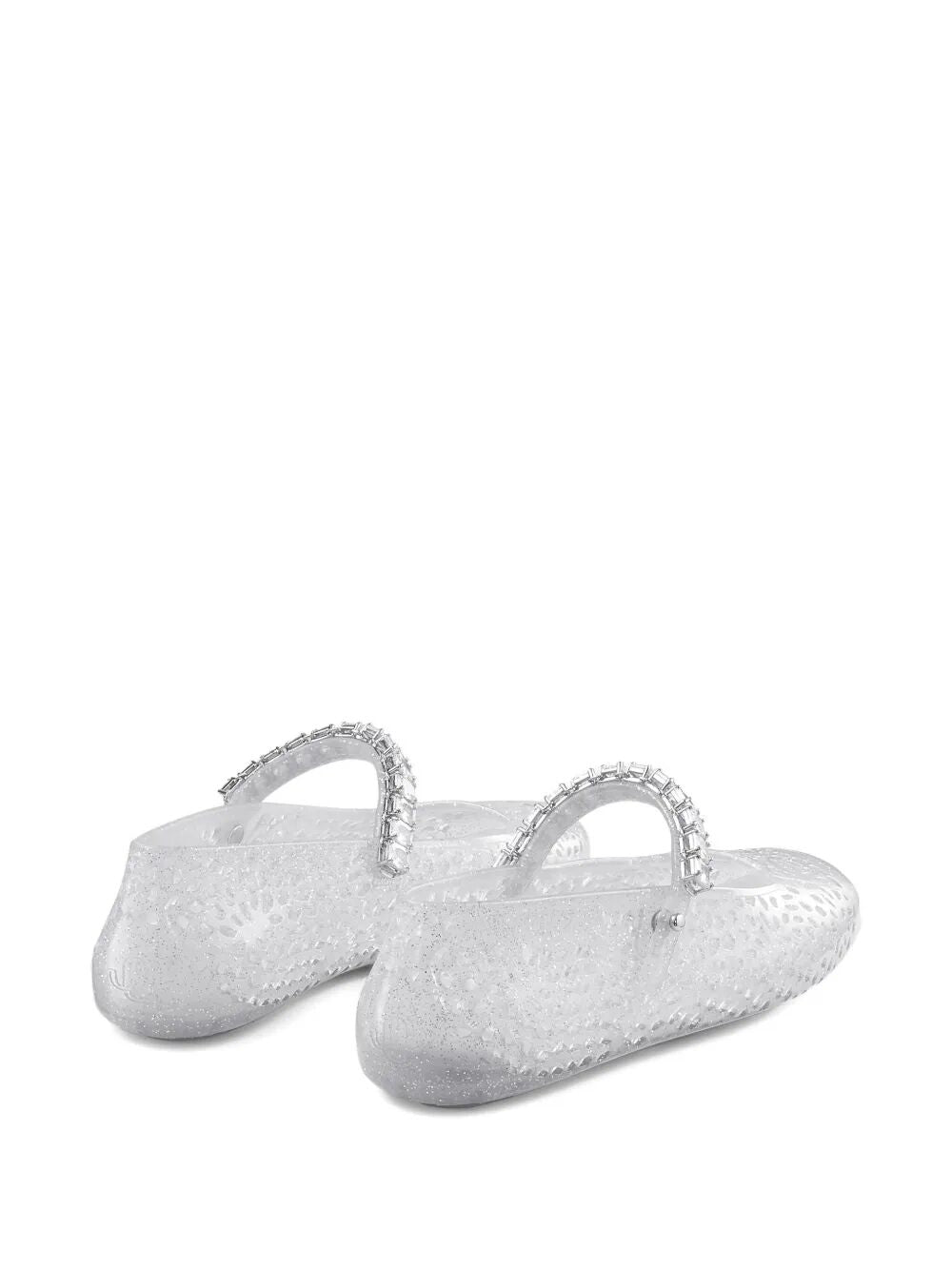 JIMMY CHOO Clear Jelly Ballerina Flats with Crystal Embellishment