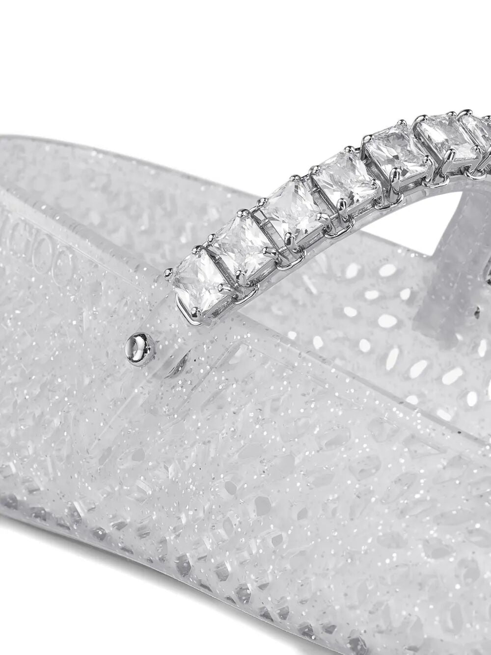 JIMMY CHOO Clear Jelly Ballerina Flats with Crystal Embellishment