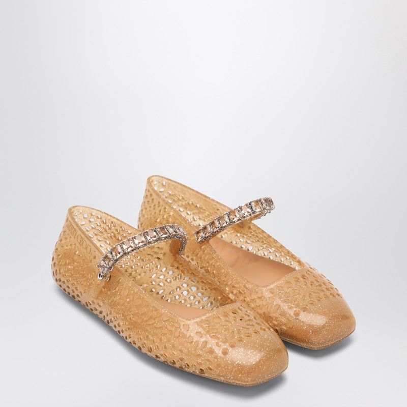 JIMMY CHOO The Jelly Transparent Ballet Flats with Crystals