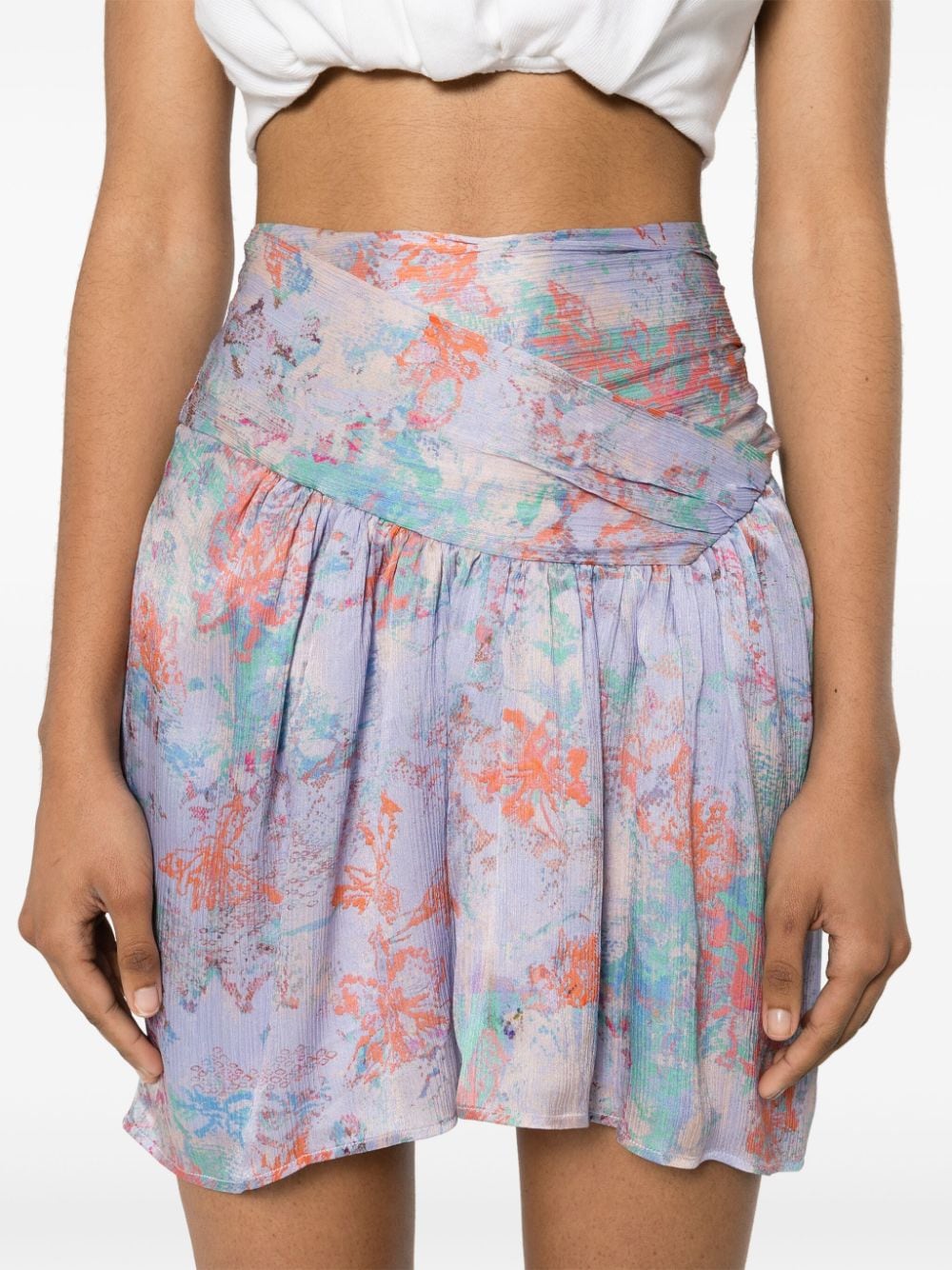 IRO Abstract Print Silk Mini Skirt