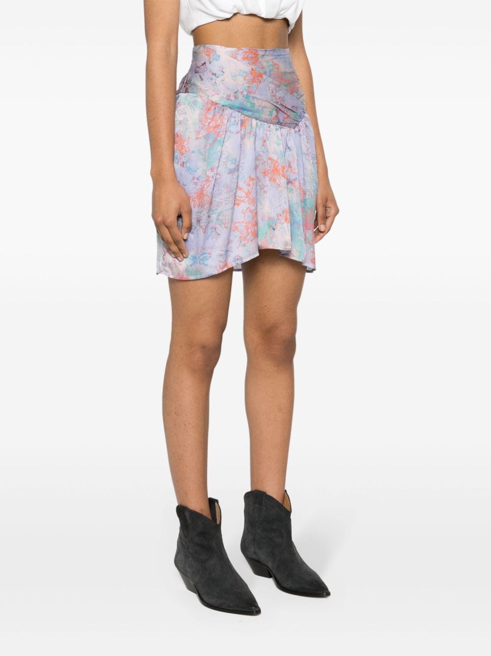 IRO Abstract Print Silk Mini Skirt