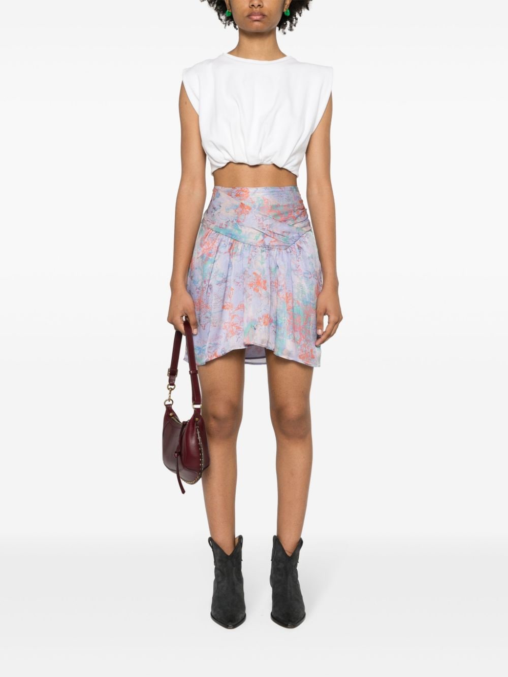 IRO Abstract Print Silk Mini Skirt