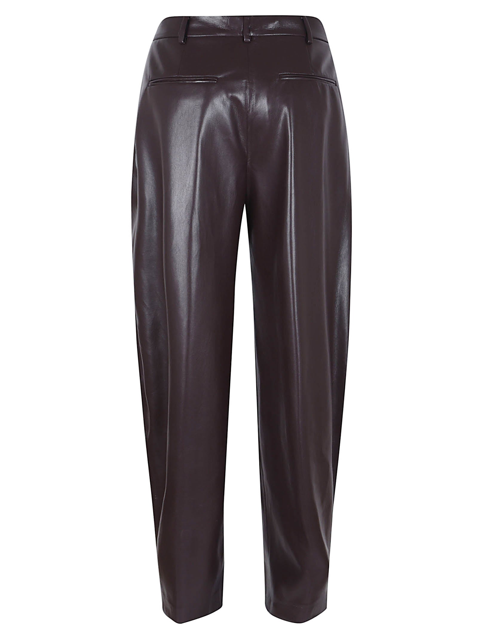THE ANDAMANE Chic Tapered Vegan Leather Trousers for Women