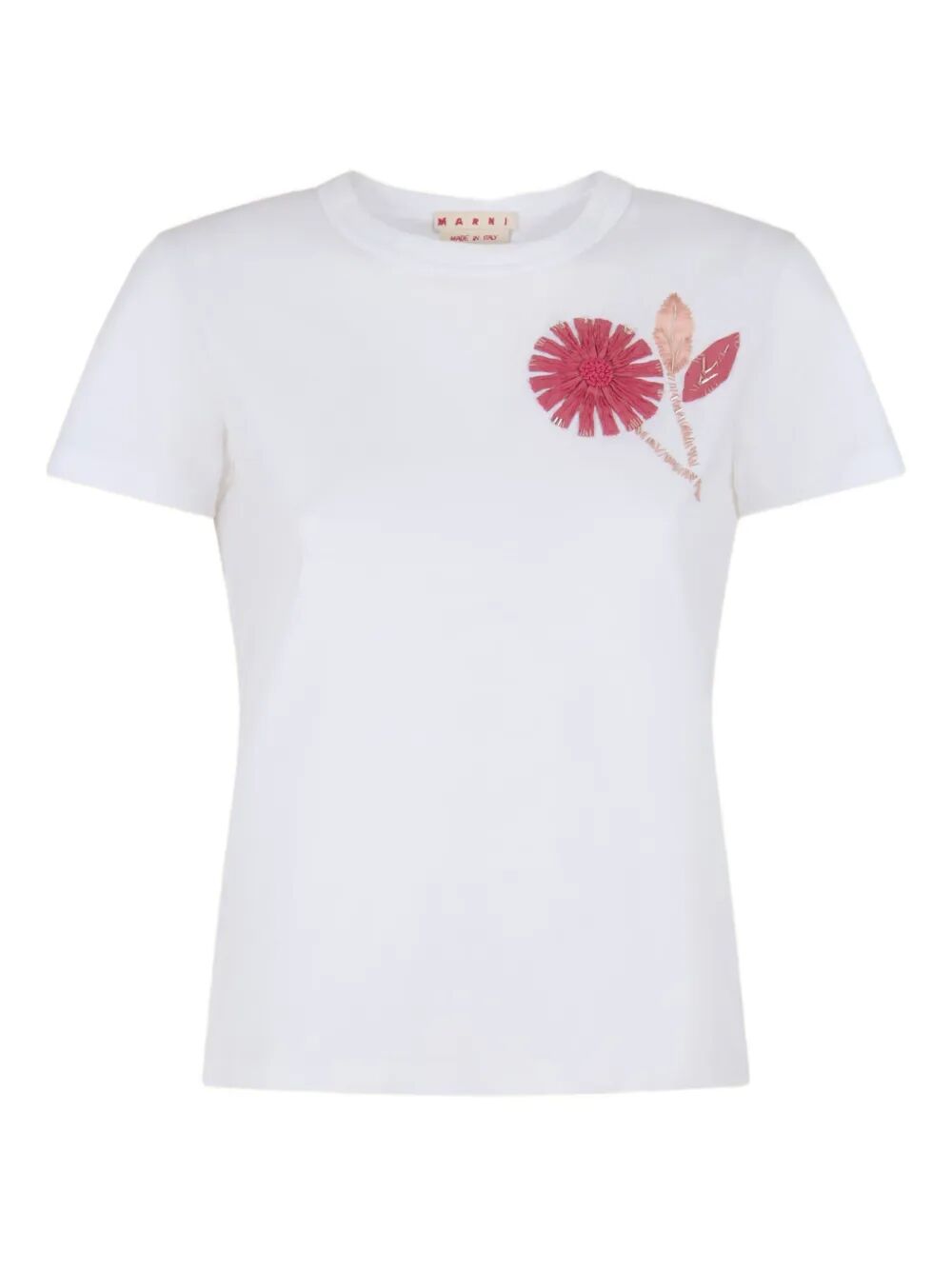 MARNI Organic Cotton T-Shirt with Embroidered Camellia for Women