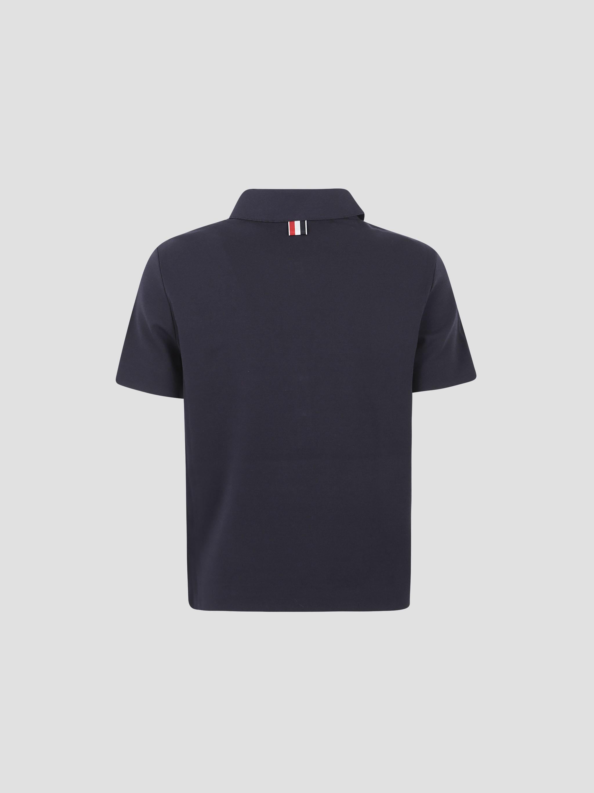 THOM BROWNE Short Sleeve Polo with Anchor Buttons for Women