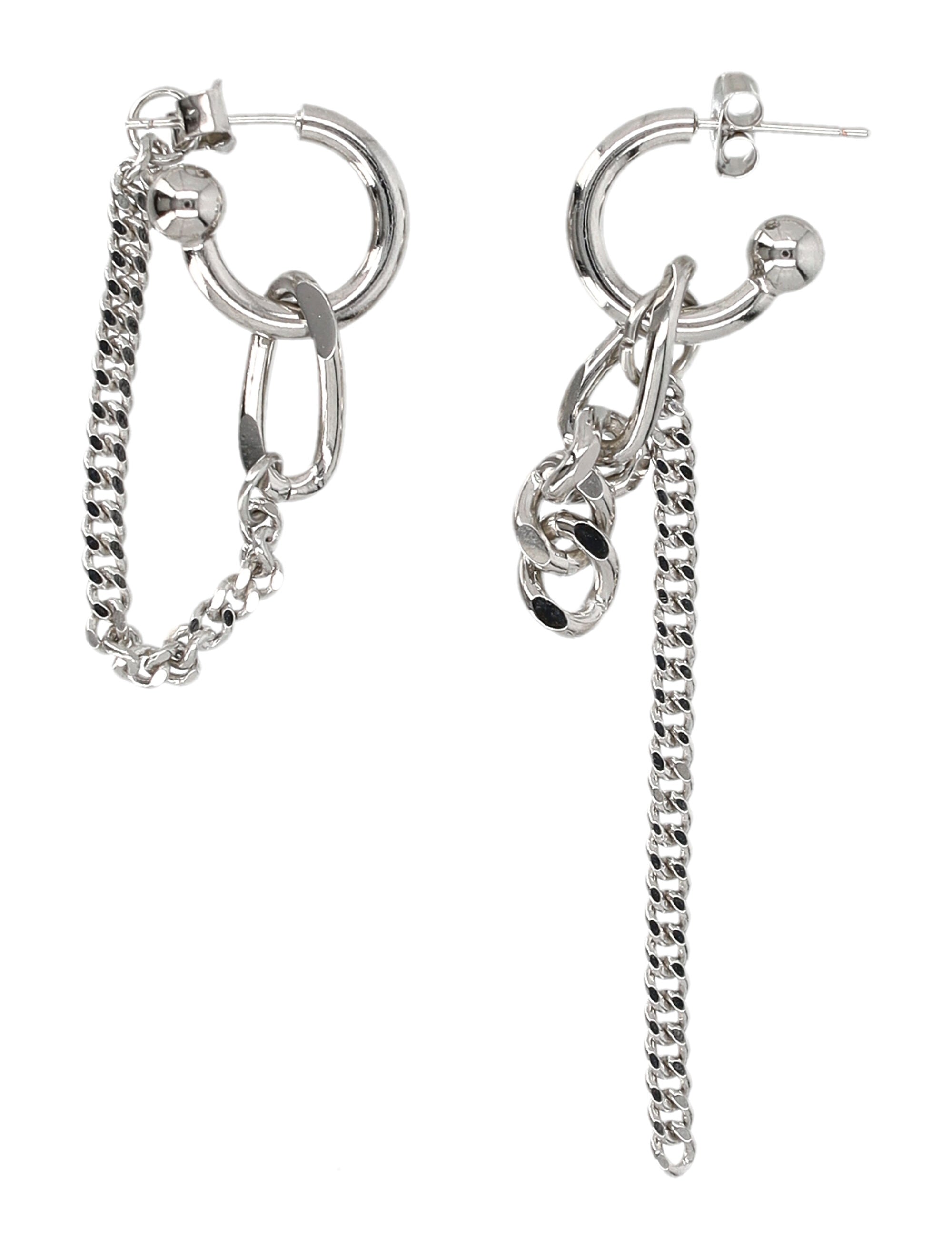 JUSTINE CLENQUET Mismatched Mini Hoop Earrings with Chain Details