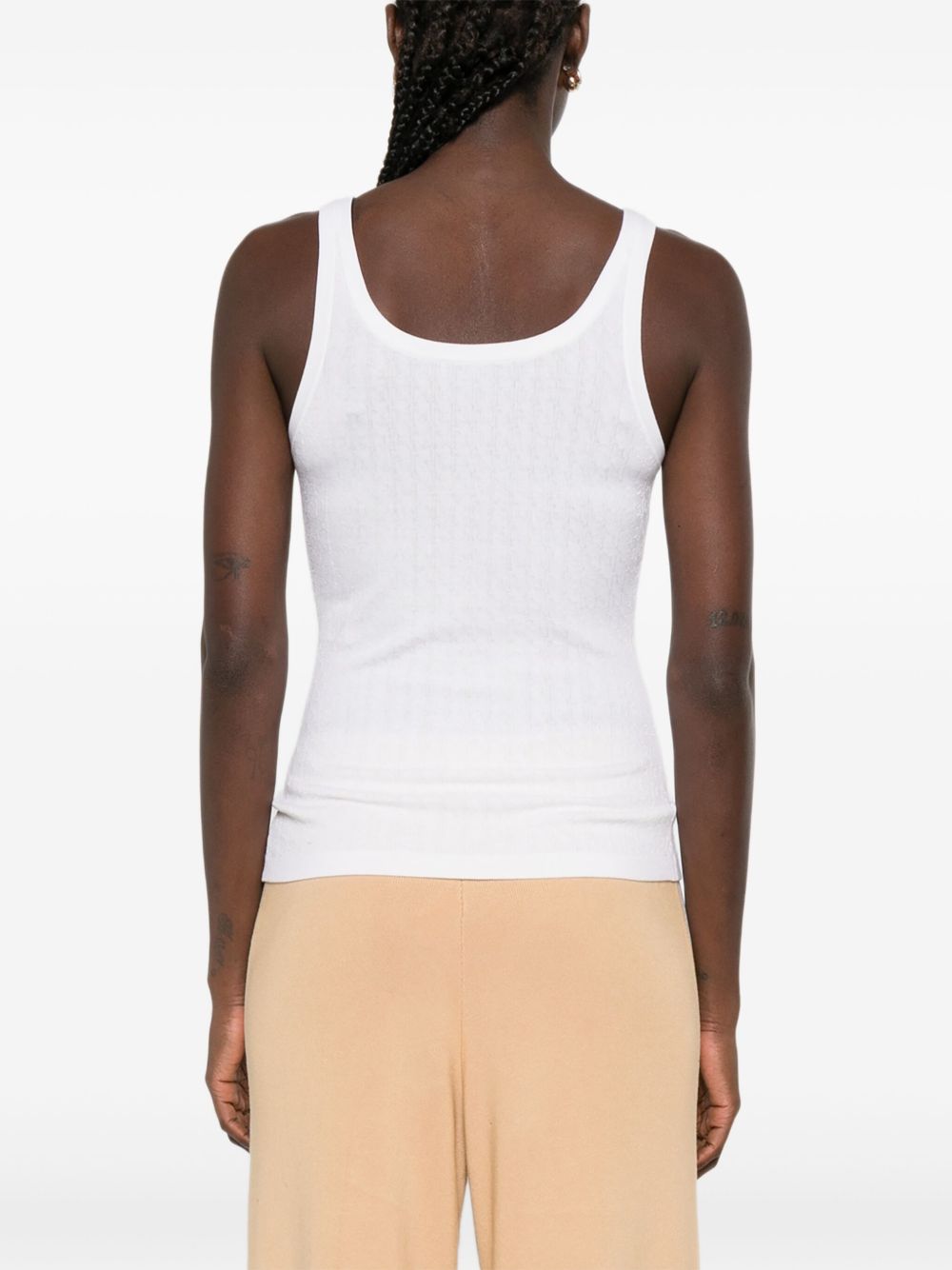 ELISABETTA FRANCHI Wool Blend Sleeveless Scoop Neck Tank Top