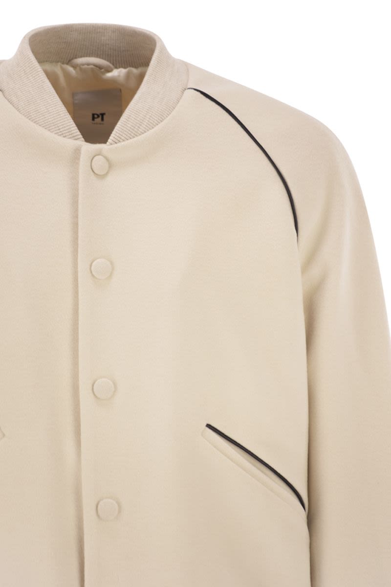 PT TORINO Men's Wool and Cashmere Varsity-Inspired Bomber Jacket