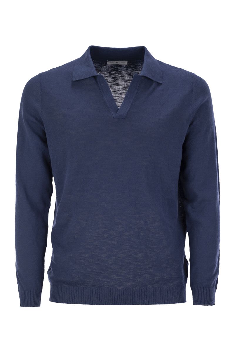 PT TORINO Men's Slim Fit Buttonless Collar Cotton Polo Shirt