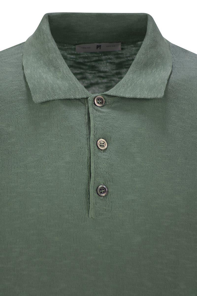 PT TORINO Slim Fit Cotton Polo Shirt with Short Sleeves