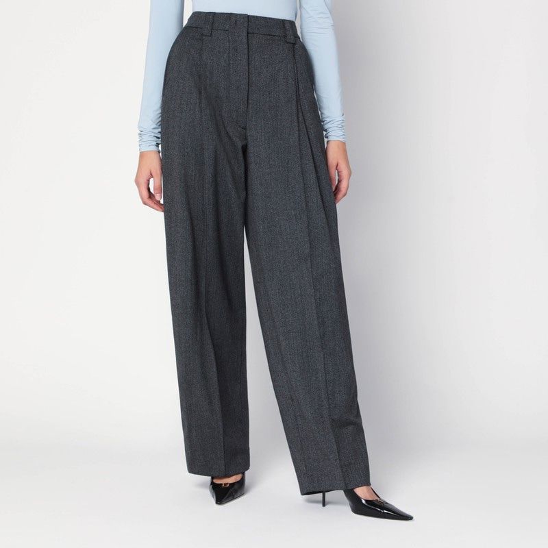 THE LATEST Wide Wool-Blend Trousers - High Waist