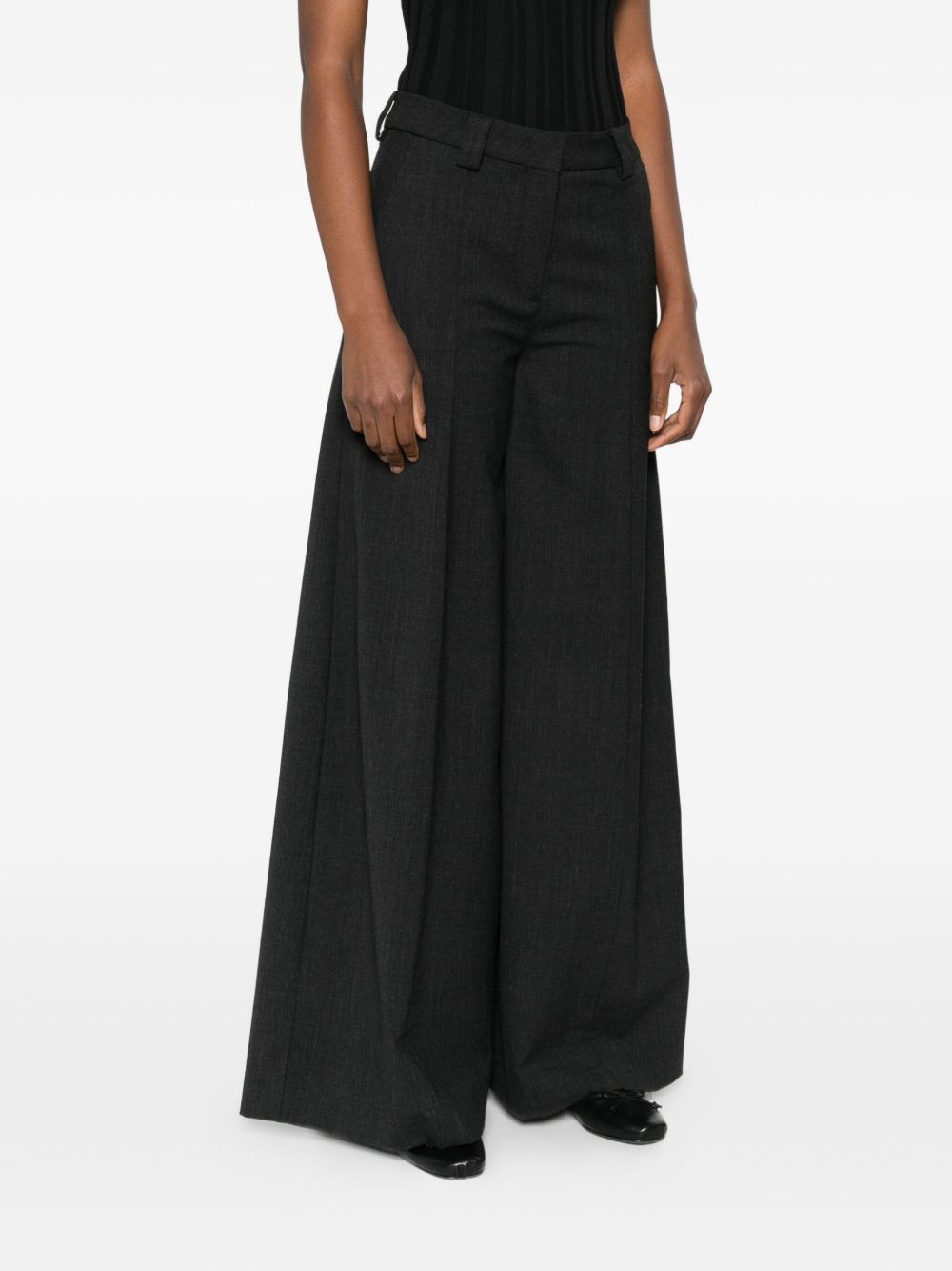 THE LATEST Latest Wool Blend Wide-Leg Trousers for Women - High Waist Design
