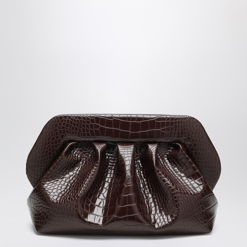 THEMOIRè Medium Vegan Leather Crocodile Effect Clutch