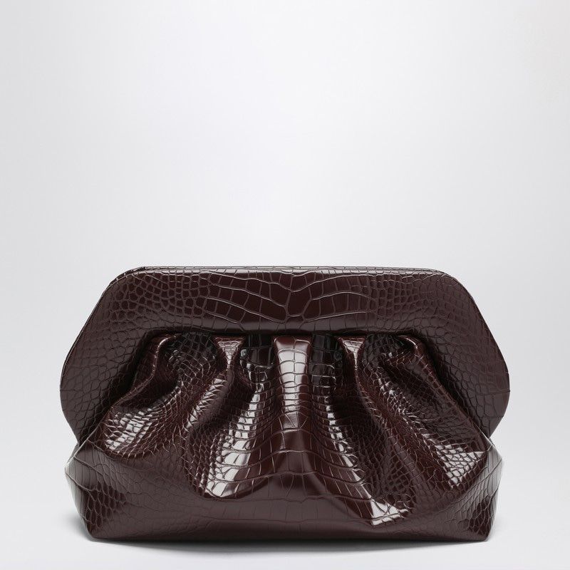 THEMOIRè Medium Vegan Leather Crocodile Effect Clutch