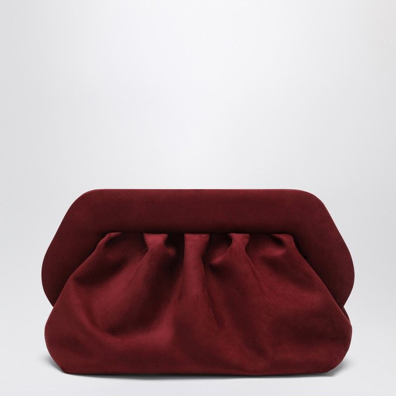 THEMOIRè Medium Vegan Suede Clutch with Decorative Ruffles