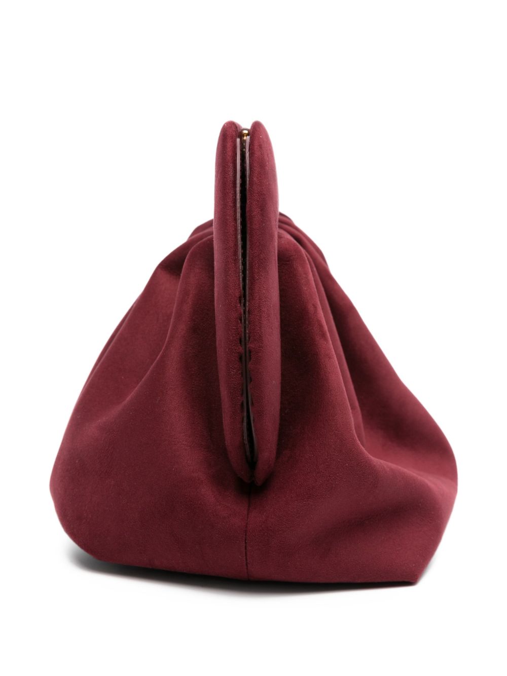 THEMOIRè Gathered Detail Mini Suede Clutch with Detachable Strap