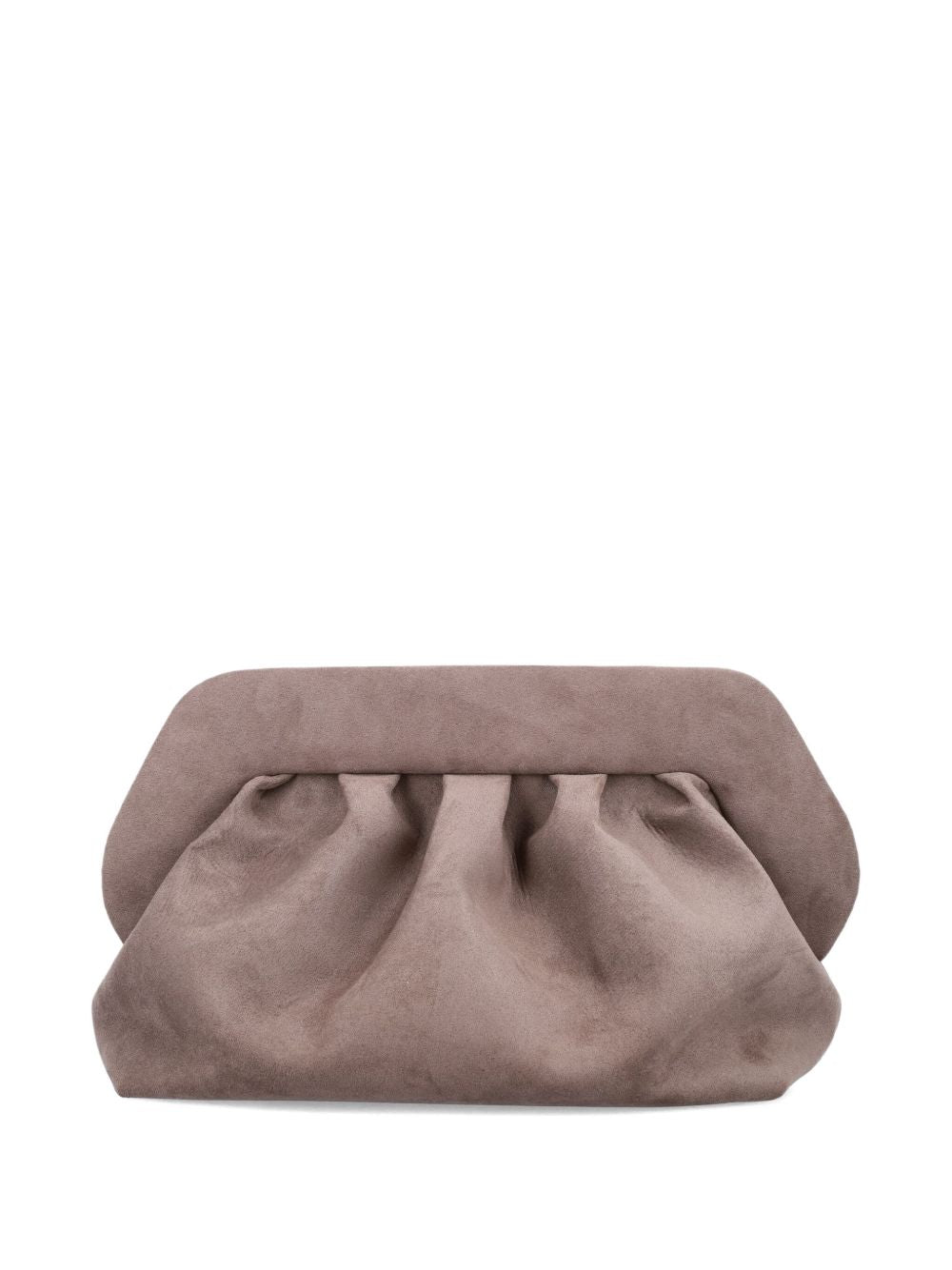 THEMOIRè Gathered Detail Mini Suede Clutch with Detachable Strap