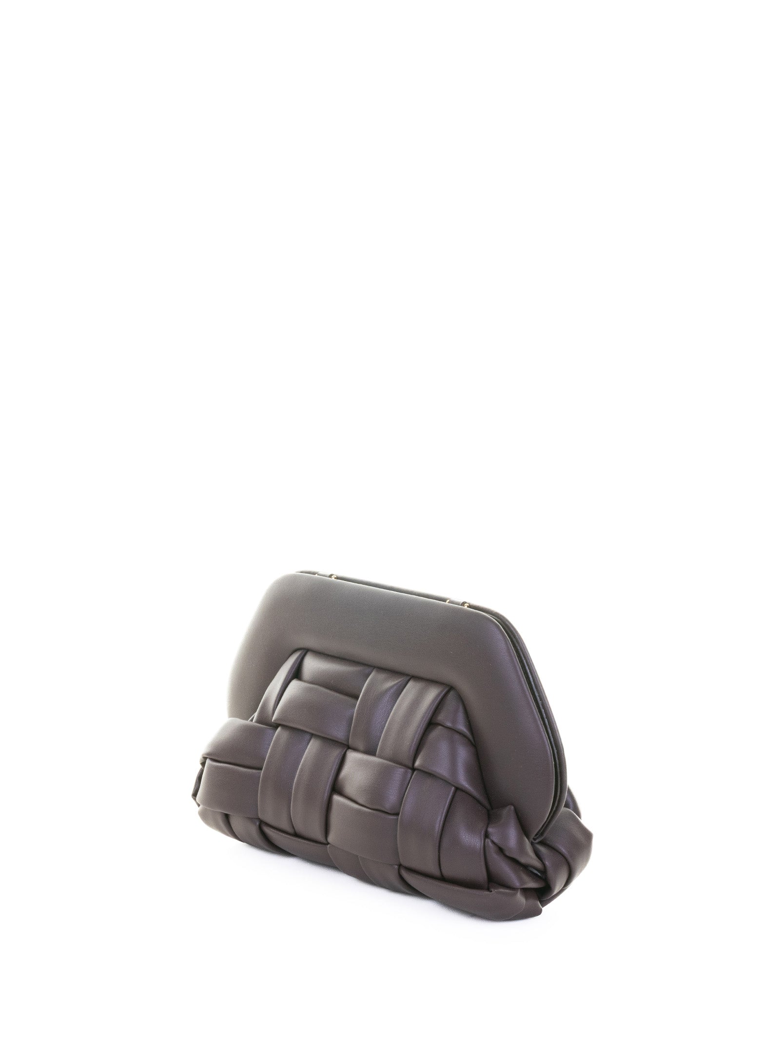 THEMOIRè Mini Woven Motif Clutch Handbag with Shoulder Strap