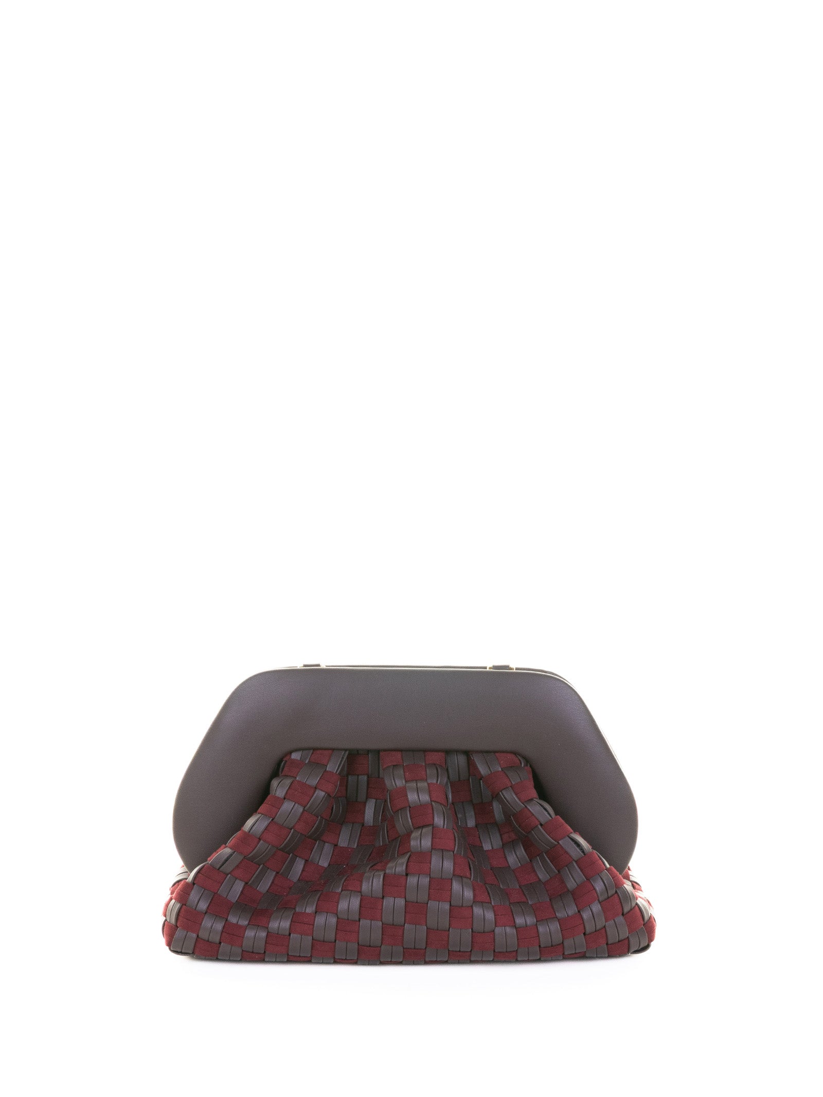 THEMOIRè Tia Mini Clutch Handbag with Woven Suede Motif and Shoulder Strap