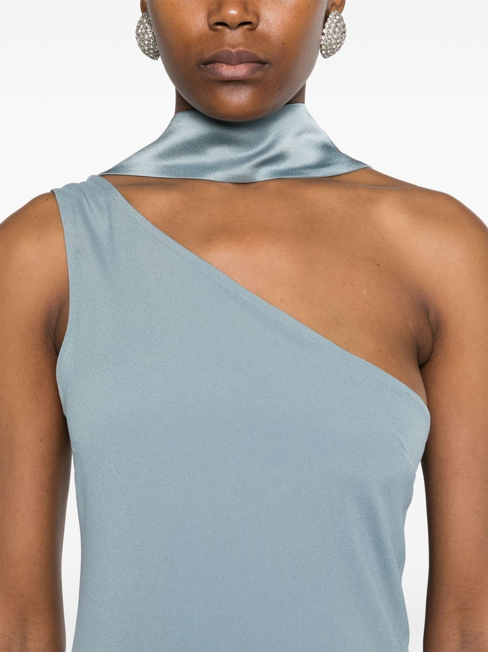 TALLER MARMO Asymmetrical Long Dress with Scarf Detail for Women