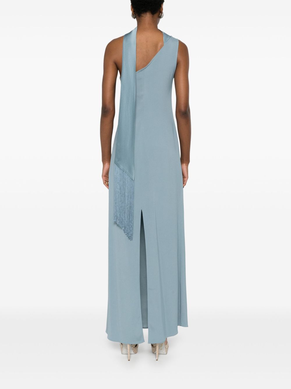 TALLER MARMO Asymmetrical Long Dress with Scarf Detail for Women
