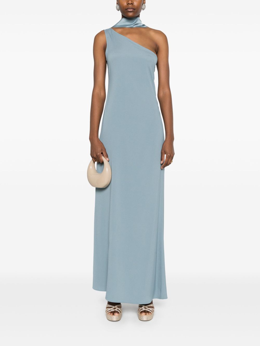 TALLER MARMO Asymmetrical Long Dress with Scarf Detail for Women