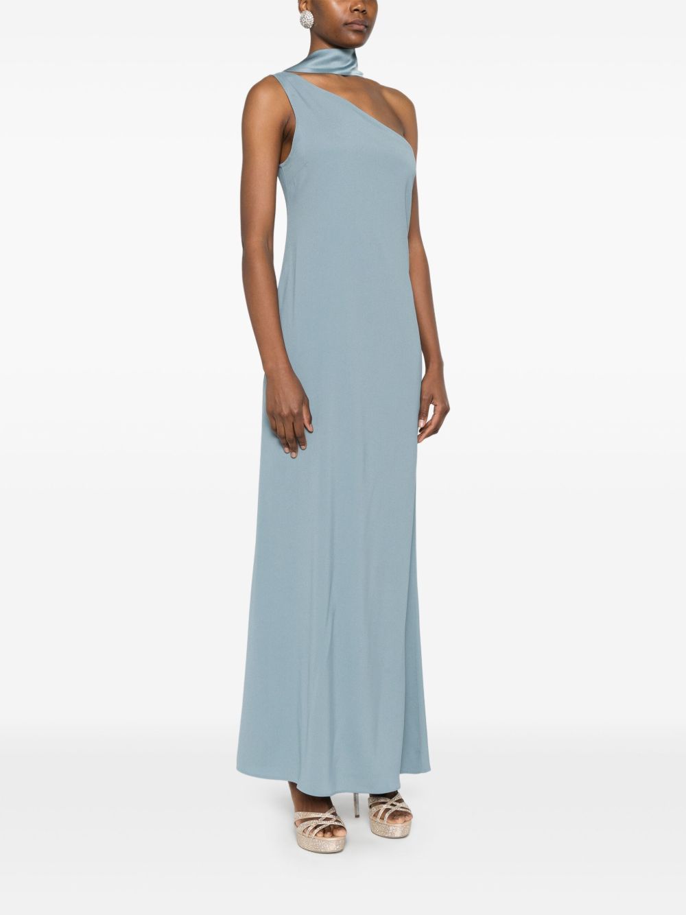 TALLER MARMO Asymmetrical Long Dress with Scarf Detail for Women