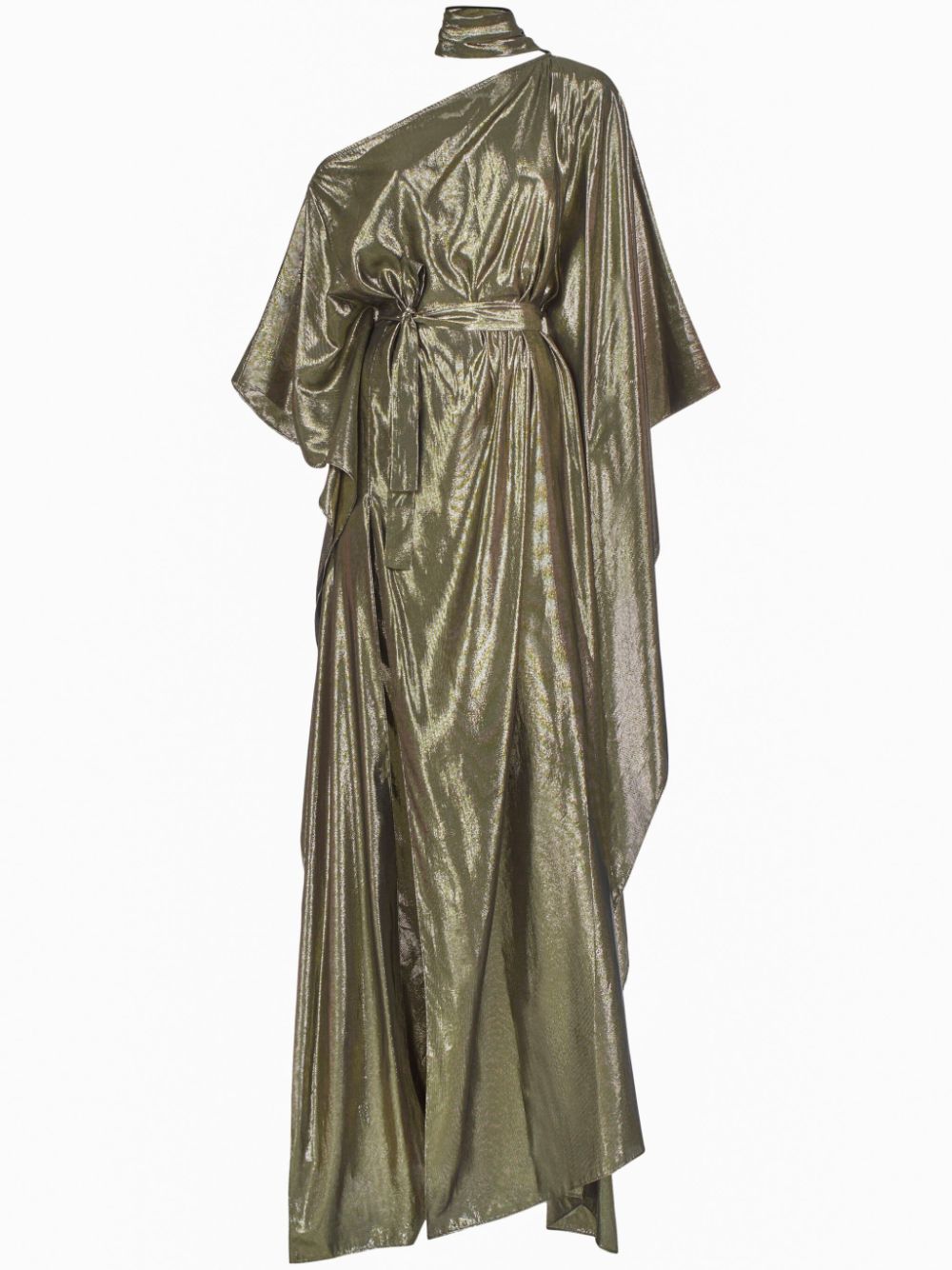 TALLER MARMO One-Shoulder Long Dress with Side Slit and Scarf Detail